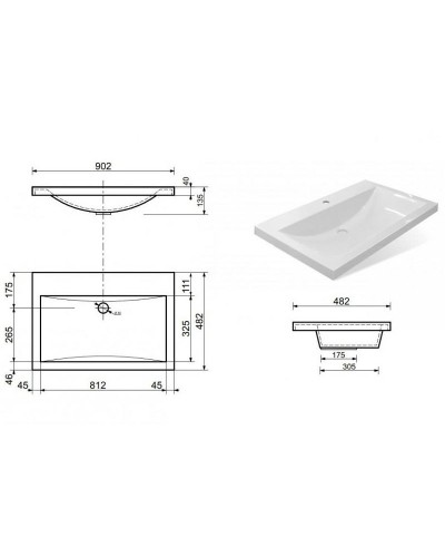Раковина Эстет Монако 90 ФР-00002610 Белая