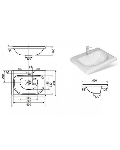 Раковина Эстет Оливия 60 ФР-00000798 Белая