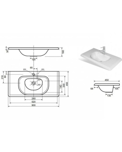 Раковина Эстет Оливия 90 ФР-00000799 Белая