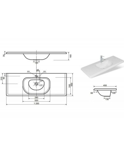 Раковина Эстет Оливия 120 ФР-00000797 Белая