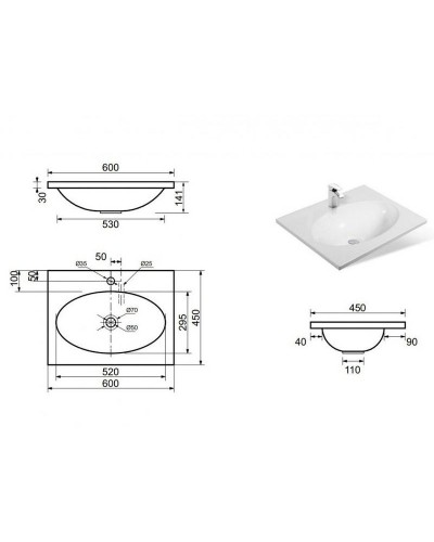Раковина Эстет Вегас 60 ФР-00000777 Белая