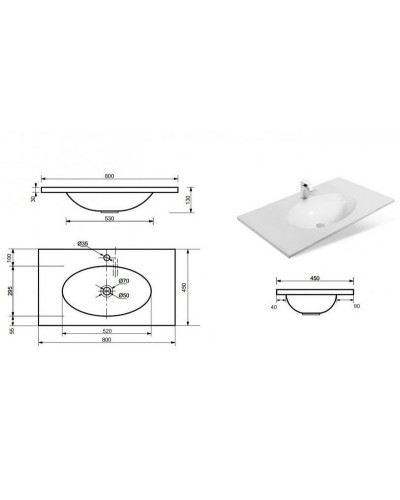 Раковина Эстет Вегас 80 ФР-00000959 Белая