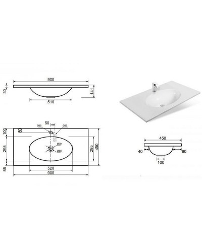 Раковина Эстет Вегас 90 ФР-00000780 Белая