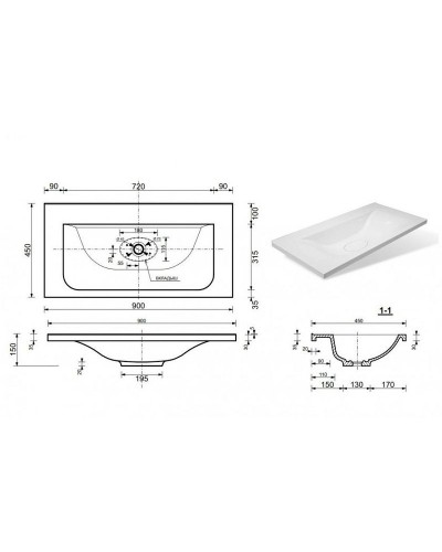Раковина Эстет Бали 90 ФР-00001472 Белая