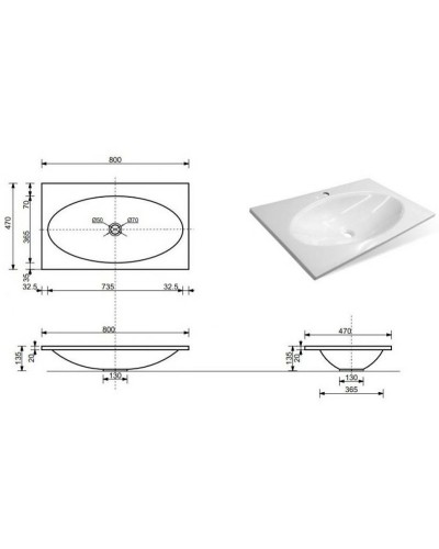 Раковина Эстет Мальта Люкс 80 ФР-00006323 Белая