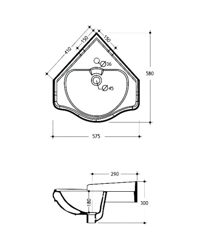 Раковина Migliore Bella 57 20608 угловая Белая