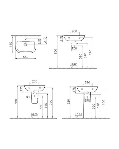 Раковина Vitra S20 55 5502B003-0001 Белая