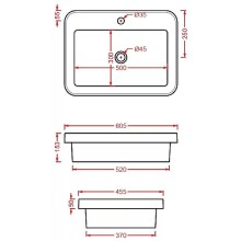 Раковина Artceram Fuori 60 TFL034 17 00 Черная матовая
