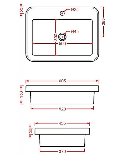 Раковина Artceram Fuori 60 TFL034 17 00 Черная матовая