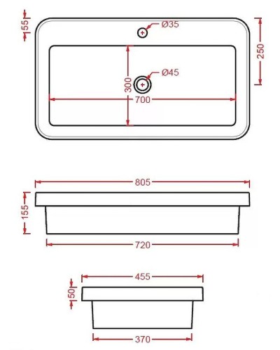 Раковина Artceram Fuori 80 TFL035 01 00 Белая