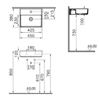 Раковина Vitra ArchiPlan 45 7400B003-0001 Белая