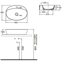 Раковина Azzurra Elegance Circle 60 ELLA060420CMBI/(ECI60M bi)x1 Белая