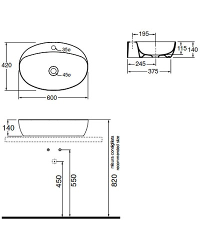 Раковина Azzurra Elegance Circle 60 ELLA060420CMBI/(ECI60M bi)x1 Белая