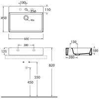Раковина Azzurra Elegance Squared 60 ELLP060450QMBI/(EQA60M bi)x1 Белая