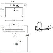 Раковина Azzurra Elegance Squared 60 ELLP060450QMBI/(EQA60M bi)x1 Белая