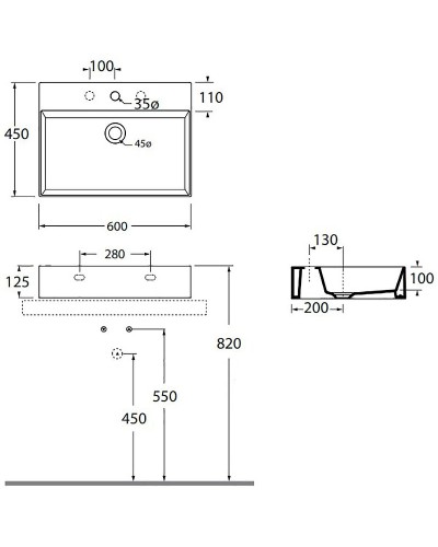 Раковина Azzurra Elegance Squared 60 ELLP060450QMBI/(EQA60M bi)x1 Белая