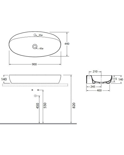 Раковина Azzurra Elegance Circle 90 ELLA090440CMBI/(ECI90M bi)x1 Белая