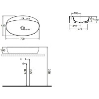 Раковина Azzurra Elegance Circle 70 ELLA070420CMBI/(ECI70M bi)x1 Белая