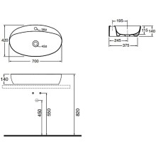 Раковина Azzurra Elegance Circle 70 ELLA070420CMBI/(ECI70M bi)x1 Белая