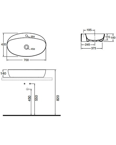 Раковина Azzurra Elegance Circle 70 ELLA070420CMBI/(ECI70M bi)x1 Белая