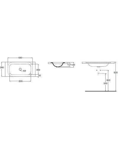 Раковина Azzurra Glaze 69 GLLT06938000BI (GLZ 69x38/SP bi) Белая
