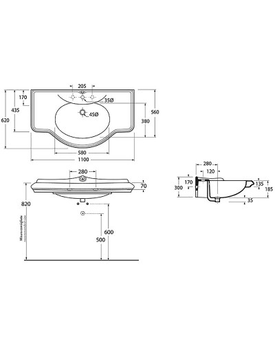 Раковина Azzurra Jubilaeum 110 JULP1106200MBI (JUB200/110 bi))x1 Белая