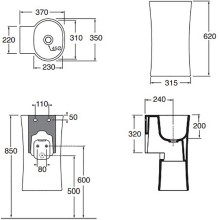 Раковина Azzurra Nativo 35 LALS035370N0BI/(NAT200/0bi)x0 Белая