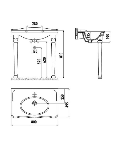 Раковина Creavit Antik 80 AN080-00CB00E-AD00 Белая