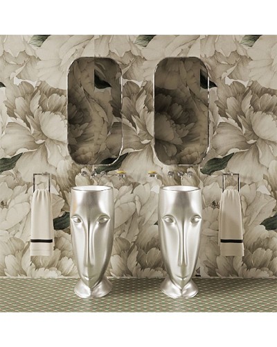 Раковина Kerasan Artwork Moloco 45 474086 Белая Серебро