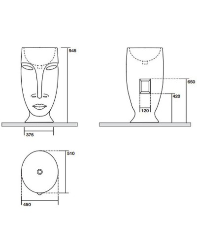Раковина Kerasan Artwork Moloco 45 474086 Белая Серебро