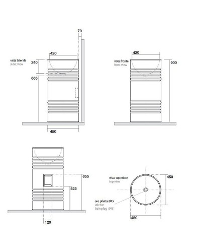 Раковина Kerasan Artwork Barrel 45 474331 Черная матовая