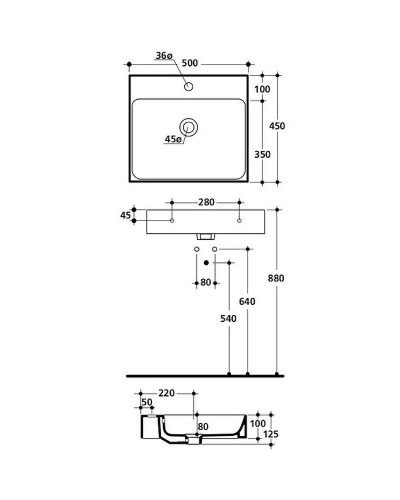 Раковина Kerasan Cento 50 353001x1 Белая