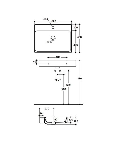 Раковина Kerasan Cento 60 353101x1 Белая