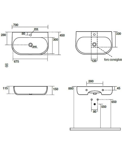 Раковина Kerasan Nolita 70 534201x1 Белая
