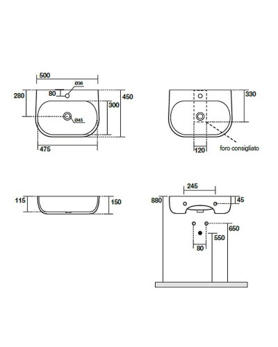 Раковина Kerasan Nolita 50 534031x1 Черная матовая