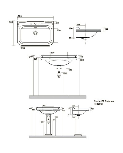 Раковина Kerasan Waldorf 80 4141K1bi/crx3 Белая