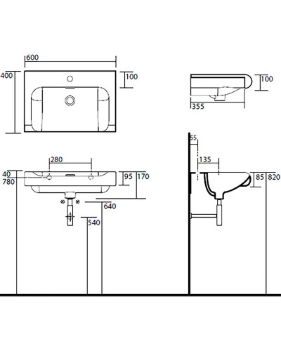 Раковина Kerasan Inka Project 60 341101x1 Белая