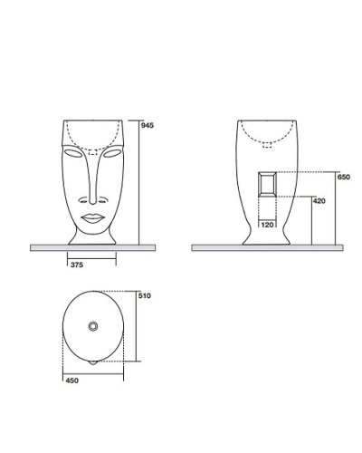 Раковина Kerasan Artwork Moloco 45 474001 Белая