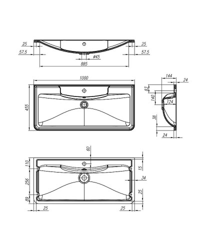 Раковина BelBagno 100 BB1000/455-LV-ART-ALR-NERO Черная матовая