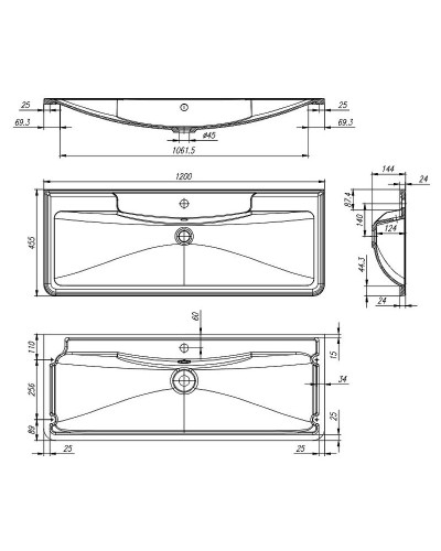 Раковина BelBagno 120 BB1200/455-LV-MR-ALR Белая