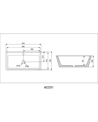 Раковина Abber Rechteck 61 AC2201 Белая