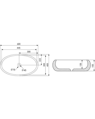 Раковина-чаша Abber Bequem 60 AC2102MB Черная матовая