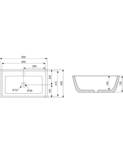 Раковина Abber Rechteck 50 AC2203MB Черная матовая