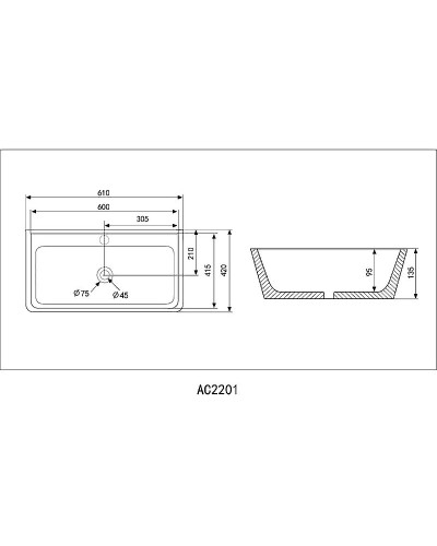 Раковина Abber Rechteck 61 AC2201MB Черная матовая