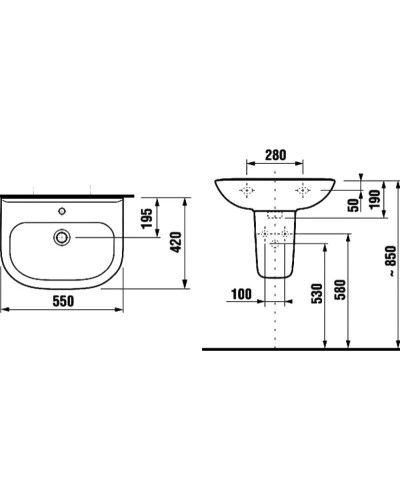 Раковина Jika Olymp 55 8.1061.2.000.104.9 Белая