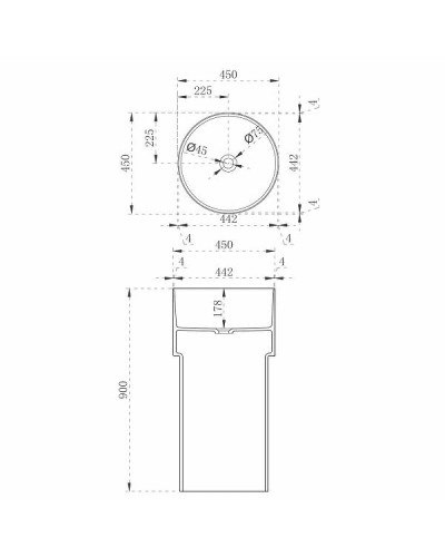 Раковина Abber Kristall 45 AT2701Onyx Черная