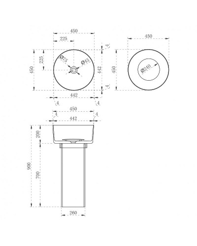 Раковина Abber Kristall 45 AT2702Opal Коричневая