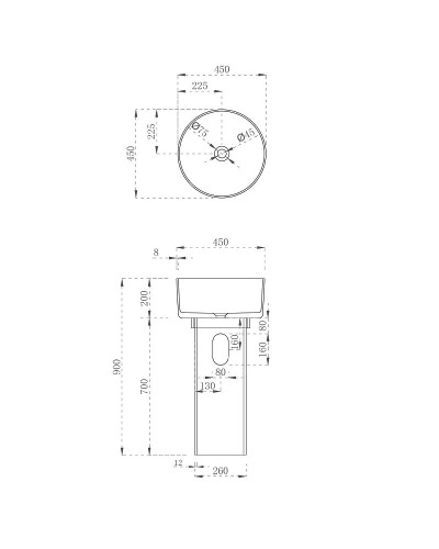 Раковина Abber Kristall 45 AT2702Opal-H Коричневая