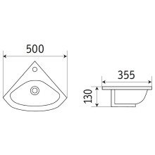 Раковина CeramaLux 50 78378 угловая Белая глянцевая