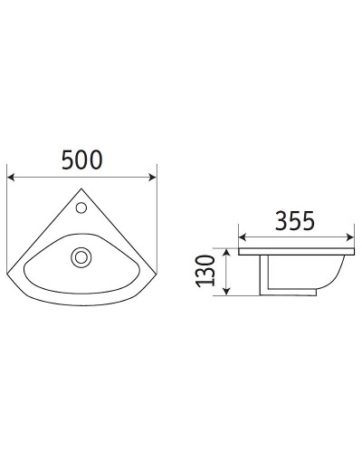Раковина CeramaLux 50 78378 угловая Белая глянцевая